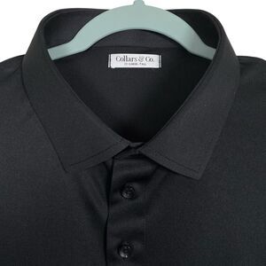 Collars & Co Polo Shirt Mens 2XL Tall Black Dress Collar Preppy Office NEW